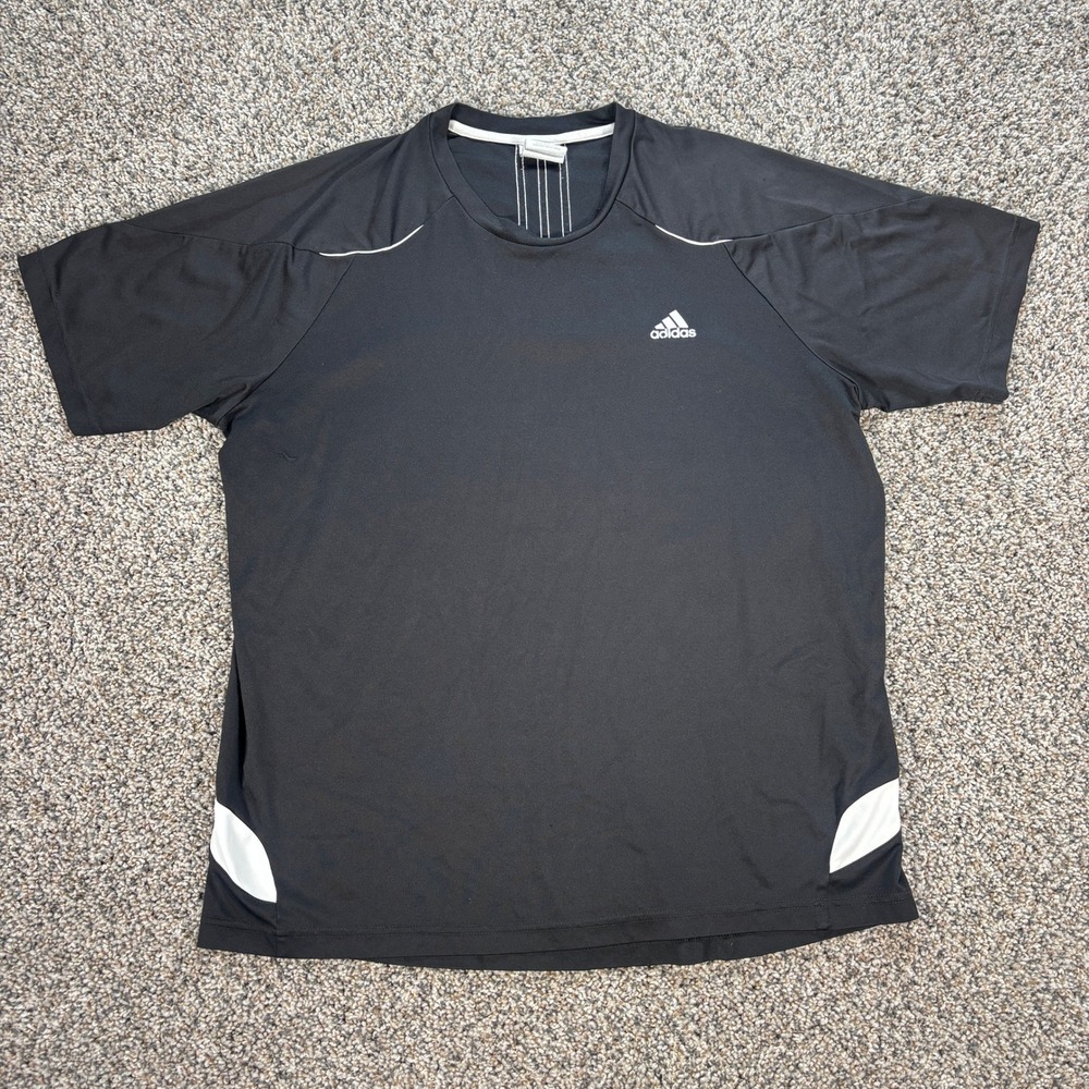 Adidas Men's XL Black Performance Training T-Shirt Short Sleeve 3-Stripe Logo
